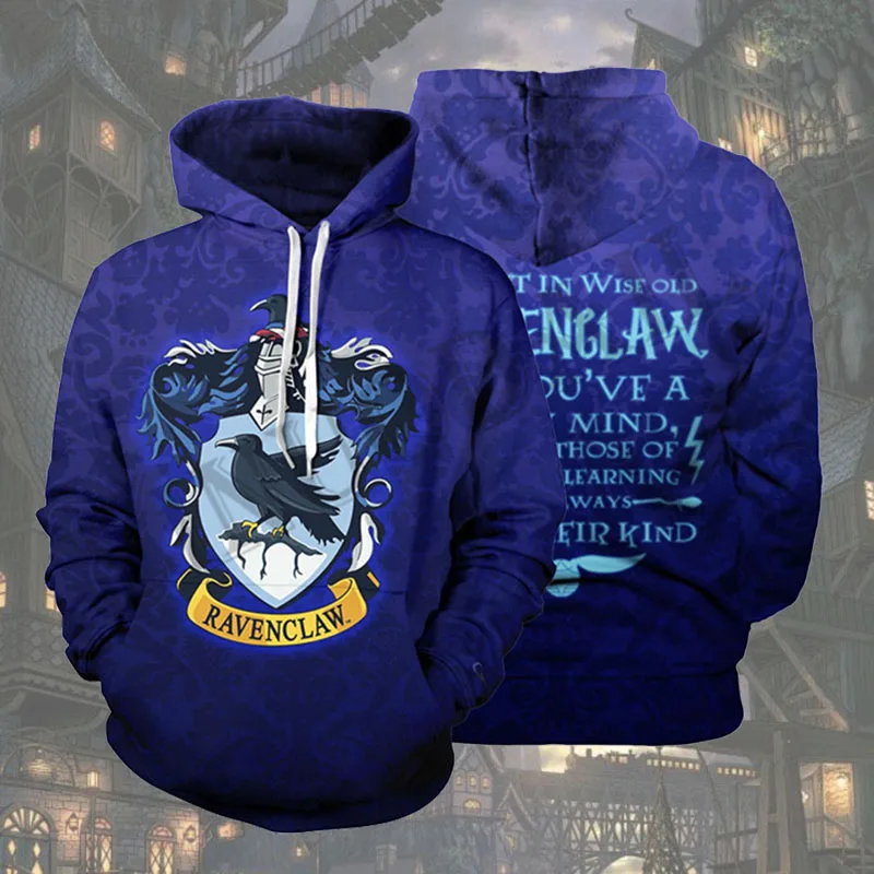 Wizardry Gryffindor Ravenclaw 3D напечатаны белый костюм толстовки для мужчин с капюшоном Косплей толстовки уличная Повседневная топы