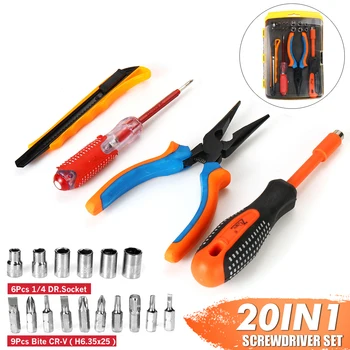 

20 in 1 Screwdriver Socket Pilers Insulated Repair Hand Tool Multifunction Kit With Magnetic Home Appliances Repair Hand Tools