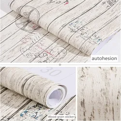 Wood Grain Retro Peeling Wallpaper PVC Film Decorative Wood Self-Adhesive Wall Painting Movable Shelf Liner Roll Home Decoration