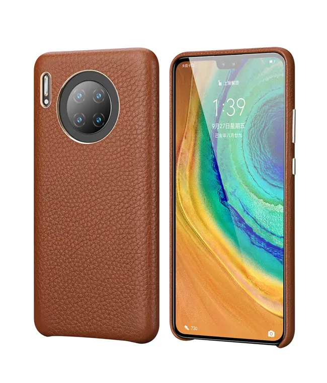 Роскошный чехол из натуральной кожи для huawei mate 30 pro, чехлы для телефонов, винтажный бампер - Цвет: brown