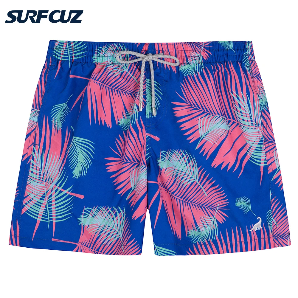 Мужские быстросохнущие шорты для плавания SURFCUZ короткие пляжные с принтом одежда