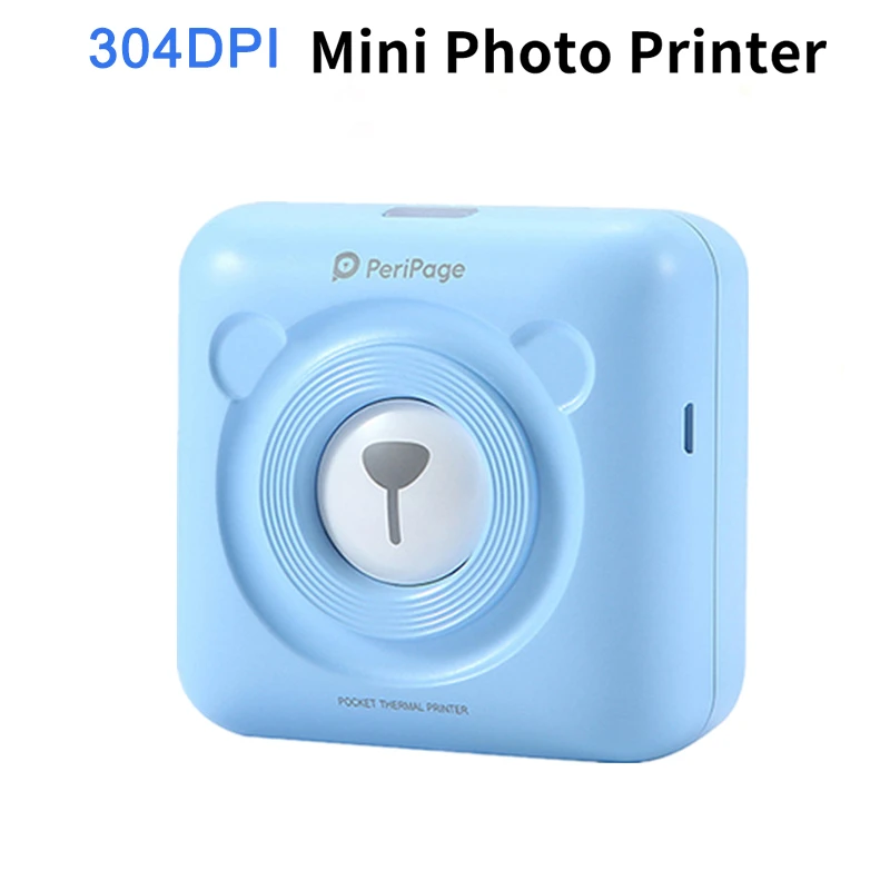 300dpi Blue Peripage 304 точек/дюйм HD мини Карманный фотопринтер Bluetooth мобильный телефон беспроводной штрих-код POS принтер для Android iOS 58 мм термальный - Цвет: 300dpi Blue