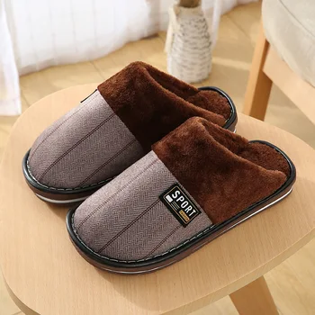 

Men's Slippers Winter Slippers Non Slip Indoor Shoes for Men Leather Slippers Home Size 49 Warm House Memory Foam Slipper Male