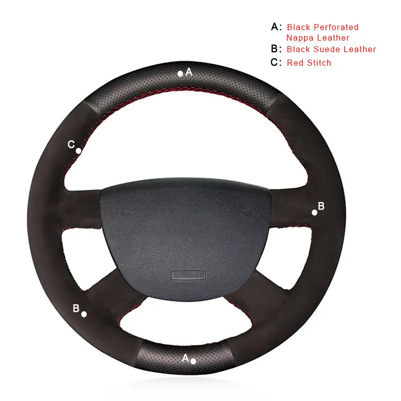 Авто оплетка на рулевое колесо для Ford Focus 2 2005-2011 для Ford Kuga 2008-2011 C-MAX 2007-2010 автомобильные рулевые чехлы - Название цвета: Nappa and Suede