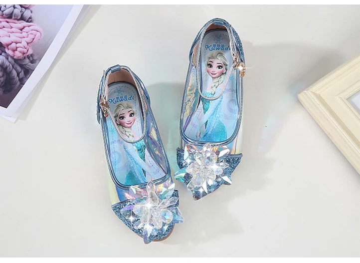 Diamond Shining Sequined Girls Sandals Fashion Anna Elsa Princess Dancing Party Children Shoes Rhinestone Leather Kids Shoes 594 (4)