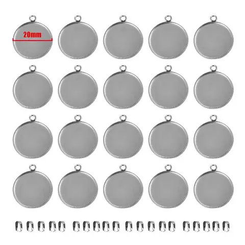 Stainless Steel 20/25/30mm Round Pendant Cabochon Base Settings Blank Tray For Necklace Jewelry Making DIY