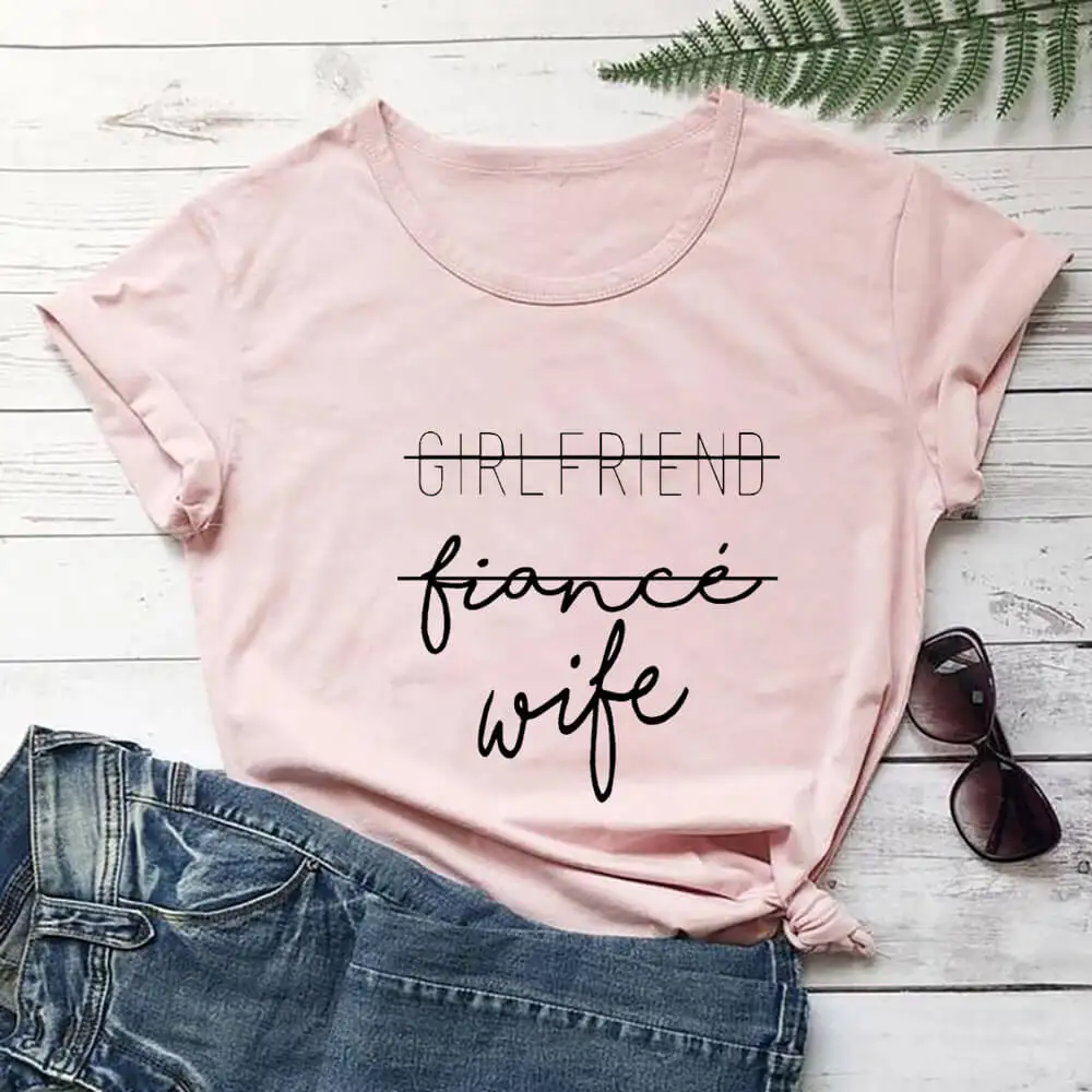 

Girlfriend Fiance Wife Engagement Shirt New Arrival 100%Cotton High Quality T Shirt Fiance Shirt Bachelorette Party Tee DropShip