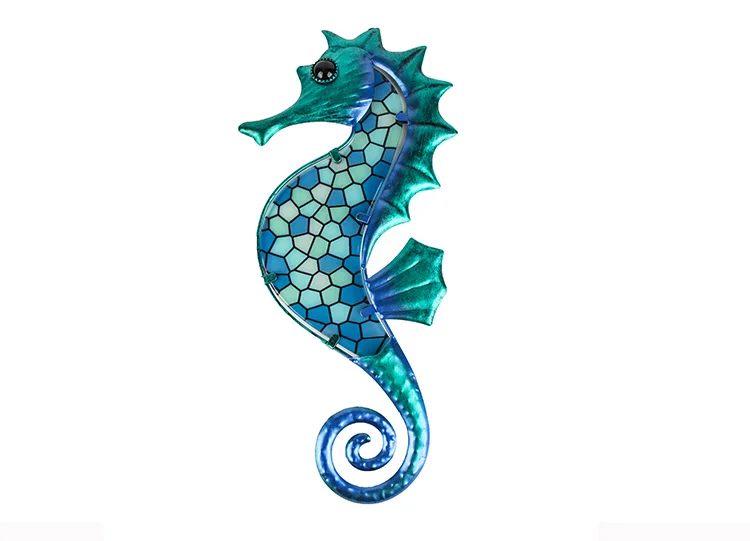 Garden Decor Metal Seahorse of Wall Decor with Glass for Garden Decoration Animales Jardin Miniature Statues and Sculpture