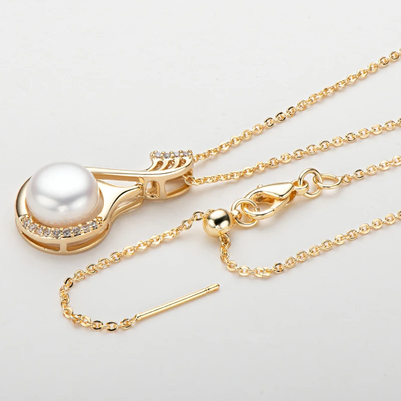 Lnngy 14K Gold Filled Chain Necklaces Gold-Plated Pendant Collar 9.5-10mm Natural Freshwater Pearl Necklace Women Pearl Jewelry
