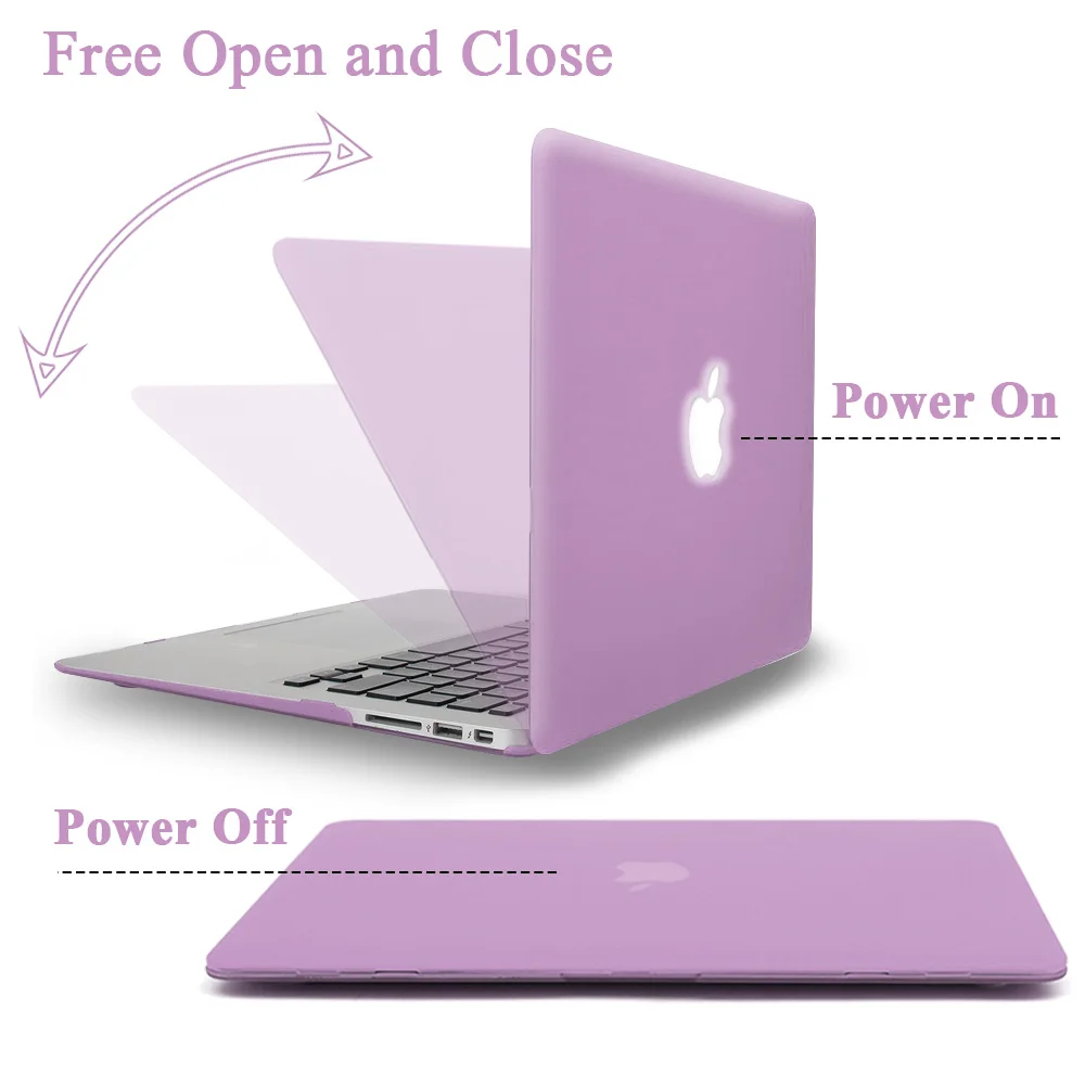 Hard Shell Cover For Apple Macbook Air 11/13 /Pro 13/15 /Macbook 12 Rubberized Matte Purple Laptop Case + US Keyboard Skin Film
