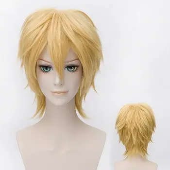 

(Alice-Wig 135) Heat Resistant Fiber Hairpiece Synthetic Hair Wig Anime League Of Legends Ezreal Golden Short Cosplay Wig