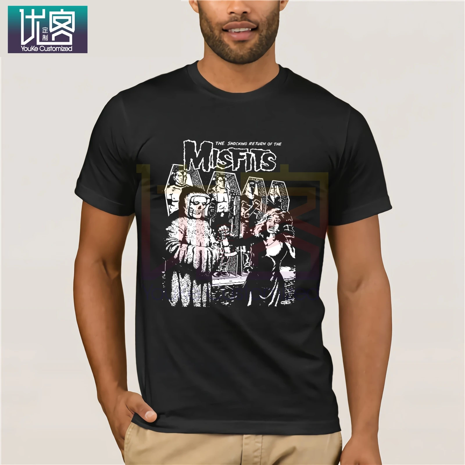 

GILDAN Brand MISFITS THE SHOCKING RETURN OF THE MISFITS NEW BLACK T SHIRT Men's Short Sleeve T-Shirt Cotton Tee Shirt Present