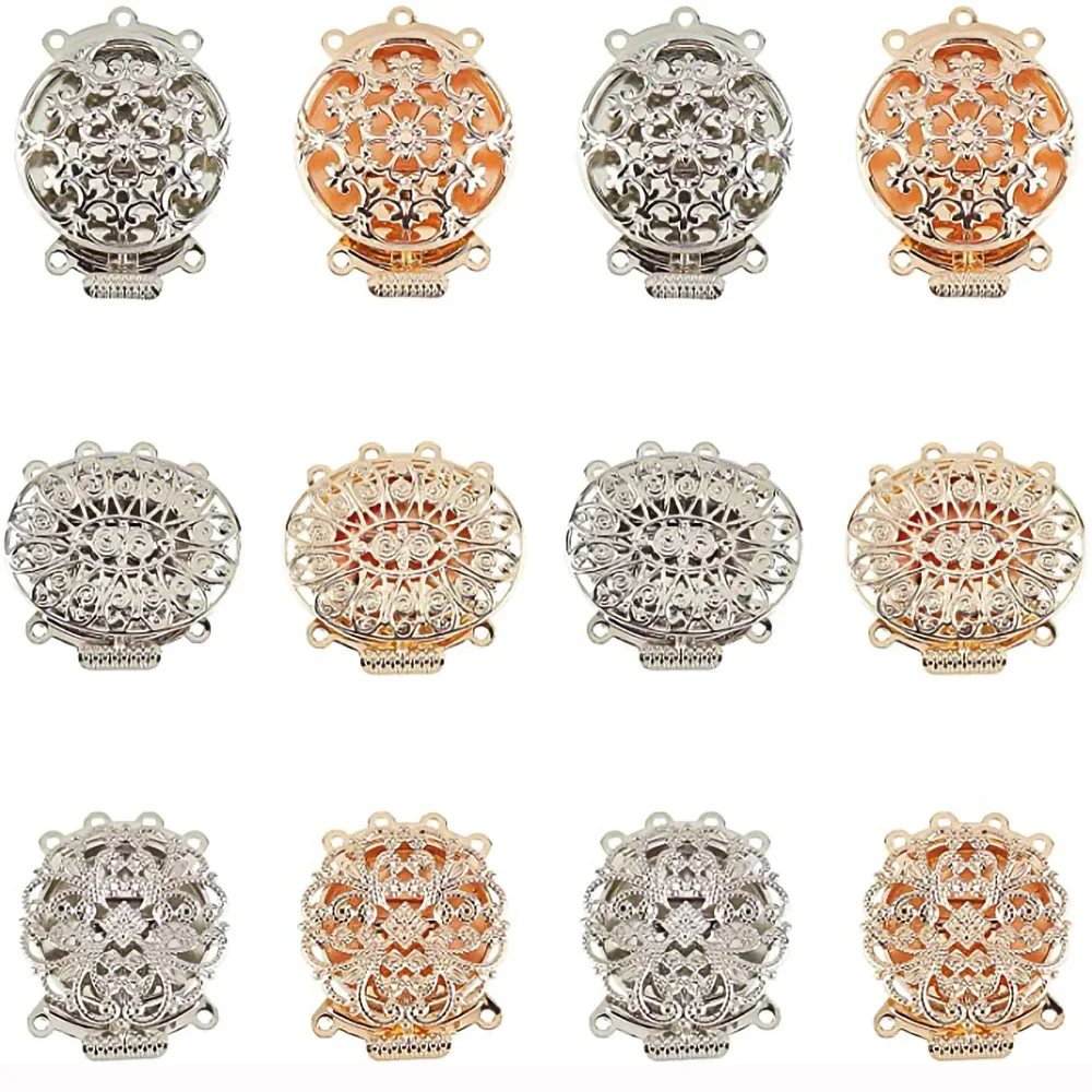 10Set Brass Box Clasps Multi-Strand Clasps For DIY Making Bracelets Necklaces Jewelry End Connector Accessories Supplies