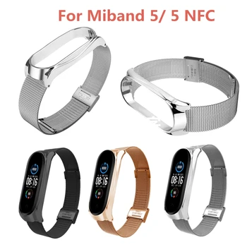 

Milanese Strap For Xiaomi Mi Band 5 4 3/5 NFC Smart Wristband Metal Watchband Replaceable Bracelets For Miband 5 4 3 Mi5 Correa