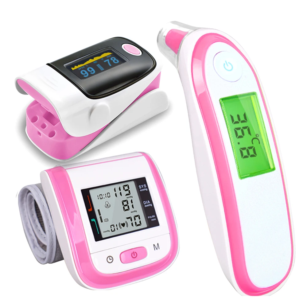 

Baby Infrared Thermometer Temperature meter Fingertip Pulse Oximeter LCD Wrist Blood Pressure Monitor Family Health Care Gift