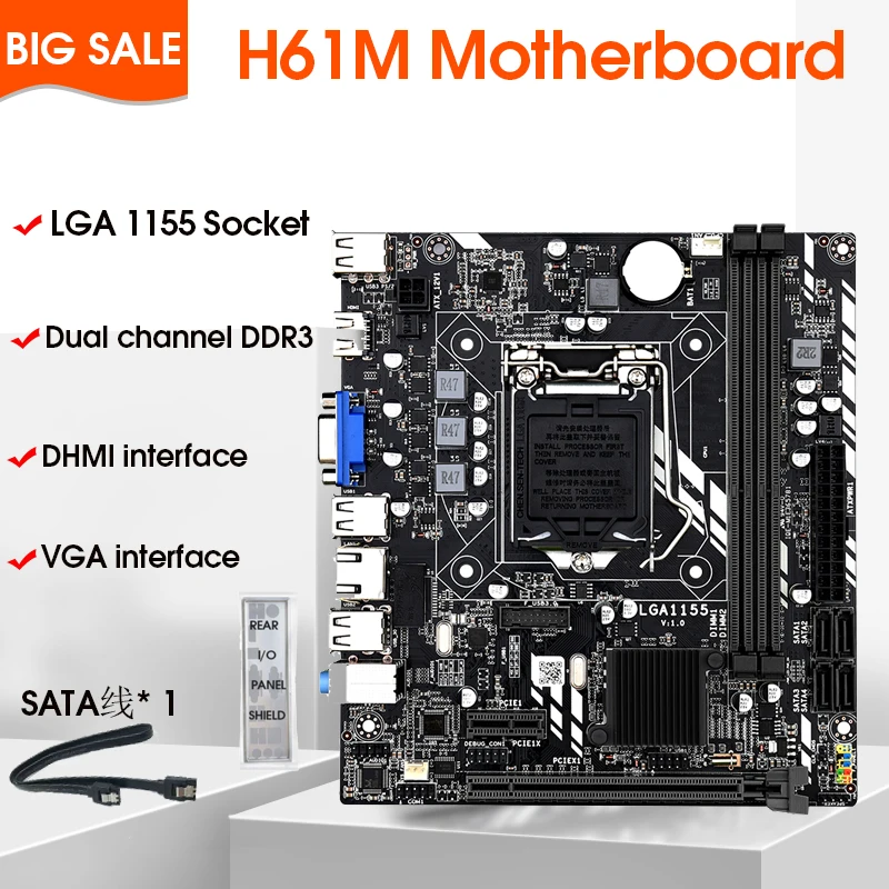 Материнская плата H61M LGA 1155 для Intel Core i7 / i5 i3 Pentium Celeron LGA1155 DDR3 M-ATX | Компьютеры и офис