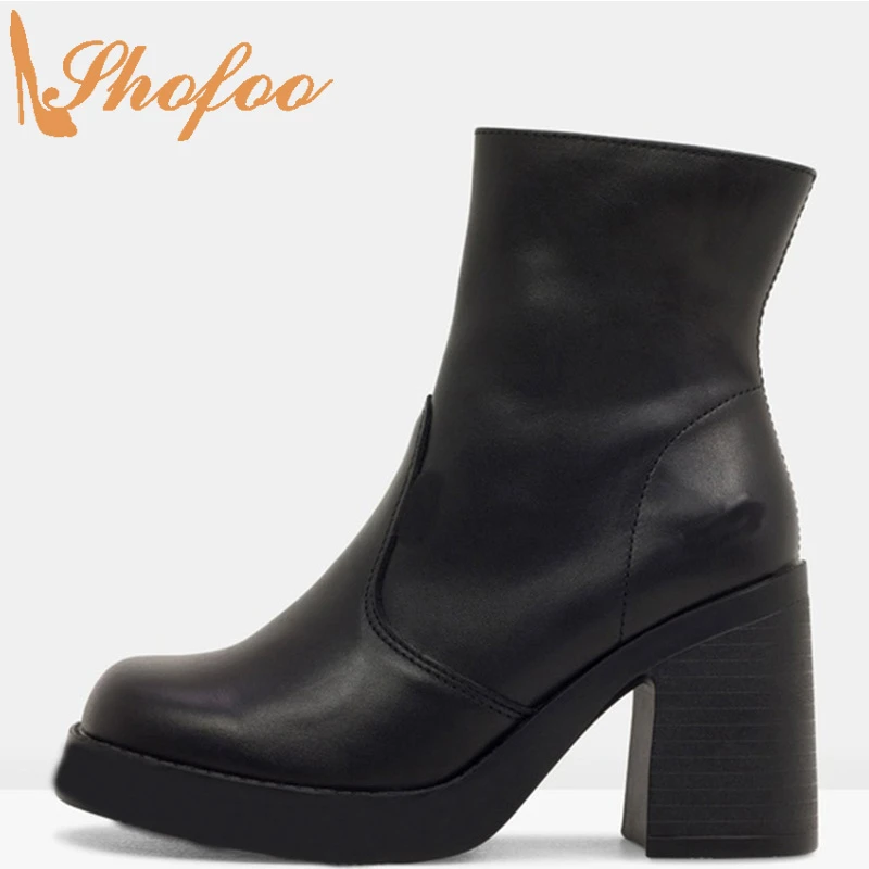 short black chunky heels