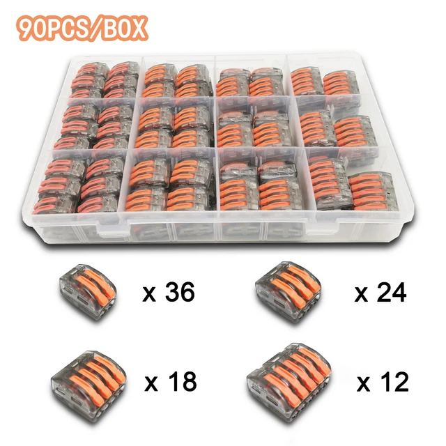 Mini Fast Boxed Wire Connector pin-222 Compact Conductor Spring Wiring Connector Conductor Push-in Terminal Block 90W