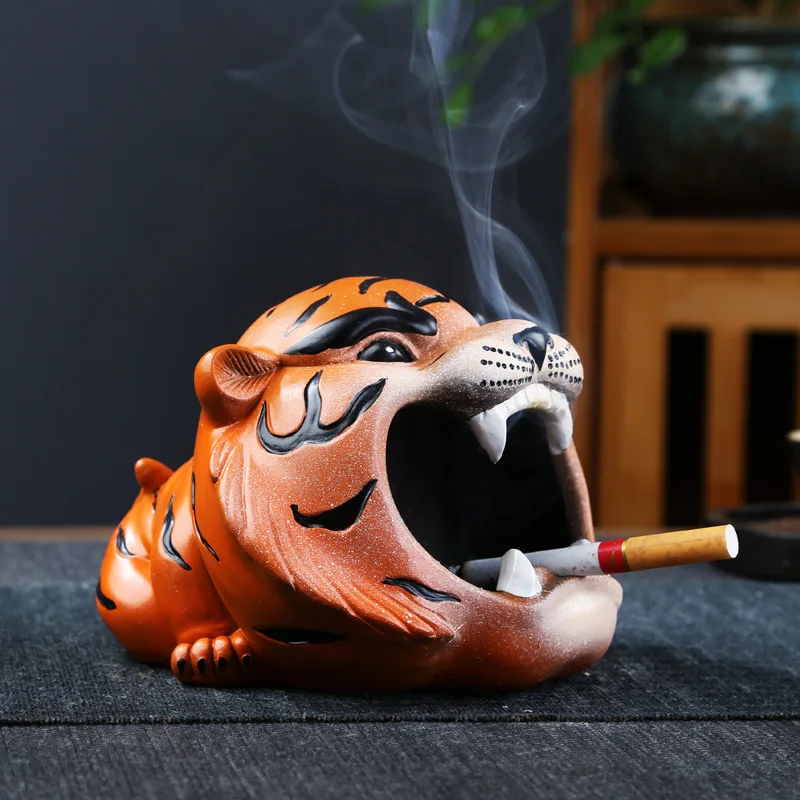 Creative Ceramic Cute Tiger Ashtray Storage Ornaments Tiger Year