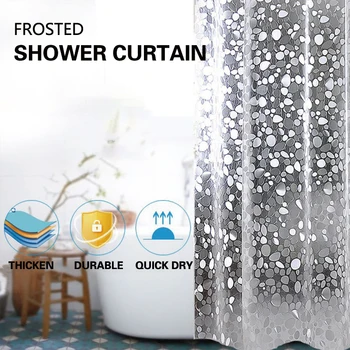 

Shower Curtain Transparent Waterproof Bathroom Curtains 3D Stone PVC White Bath Curtains With Hooks Bathtub Bath Screens
