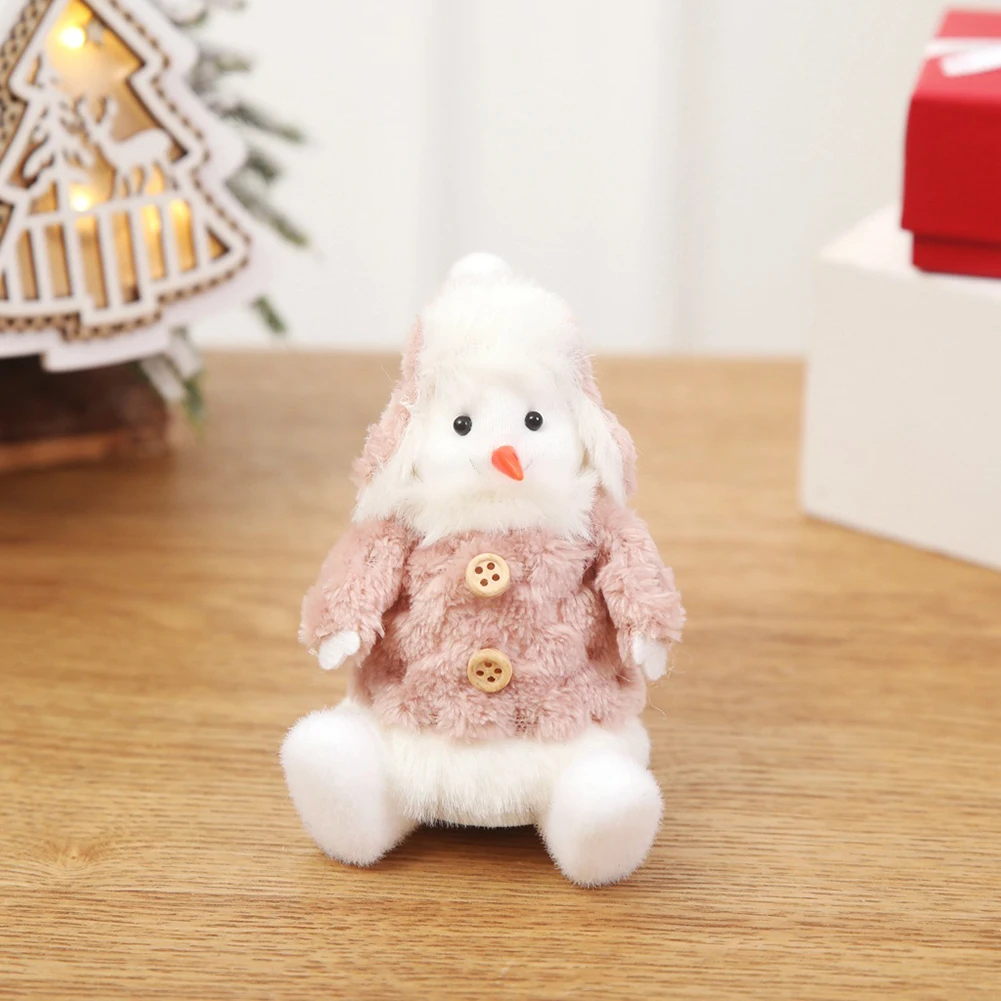 Snowman Новогодняя розовая плюшевая Рождественская елка, украшение, милый снеговик, лось, плюшевая кукла, Рождественская елка, подвеска, Санта-Клаус, ангел, Рождественская елка, Декор - Цвет: Snowman