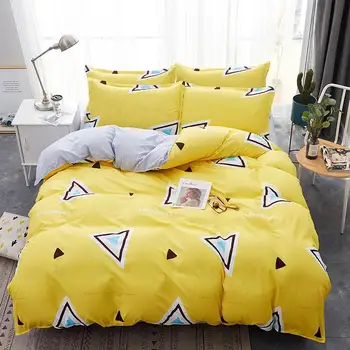 

50 Yellow Duvet Cover Set Bed Linens Pillowcase 3/4pcs Bedding Set, Comforter/Quilt case Twin Queen King double single bed set