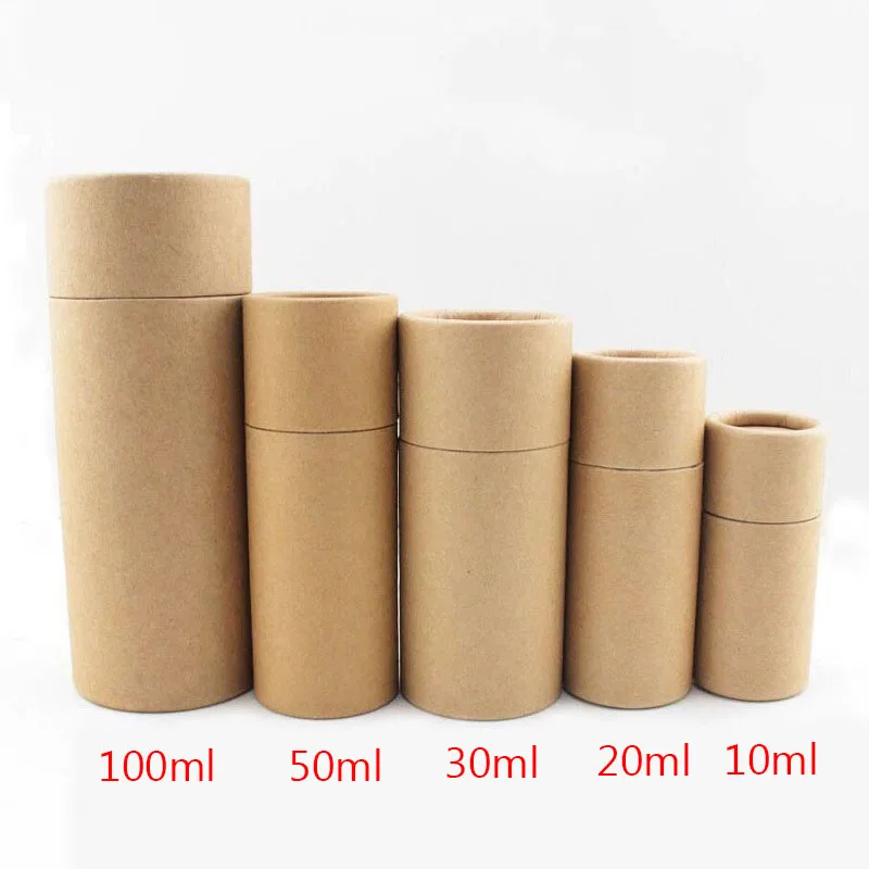

10ml 20ml 30ml 50ml 100ml Glass Bottle Packaging Kraft Paper Jar Tea Paper Tube Cosmetic Essential oils Bottles Package Sample