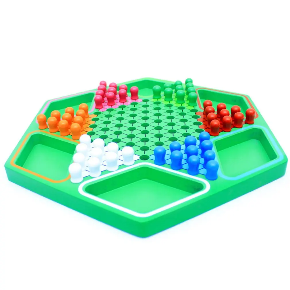 

Wooden Colored Hexagon Checkers Children's Puzzle Board Game