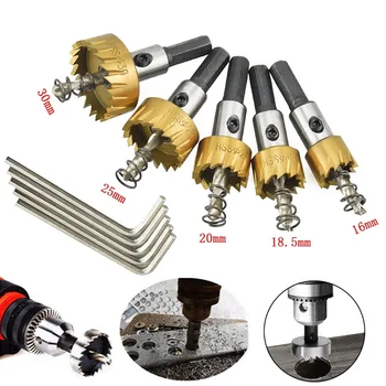 

5 Pcs HSS Drill Bit Hole Saws Set Stainless High Speed Steel Metal Alloy HSS Drill Bit Hole Saw Tooth Set Stainless Steel Cutter