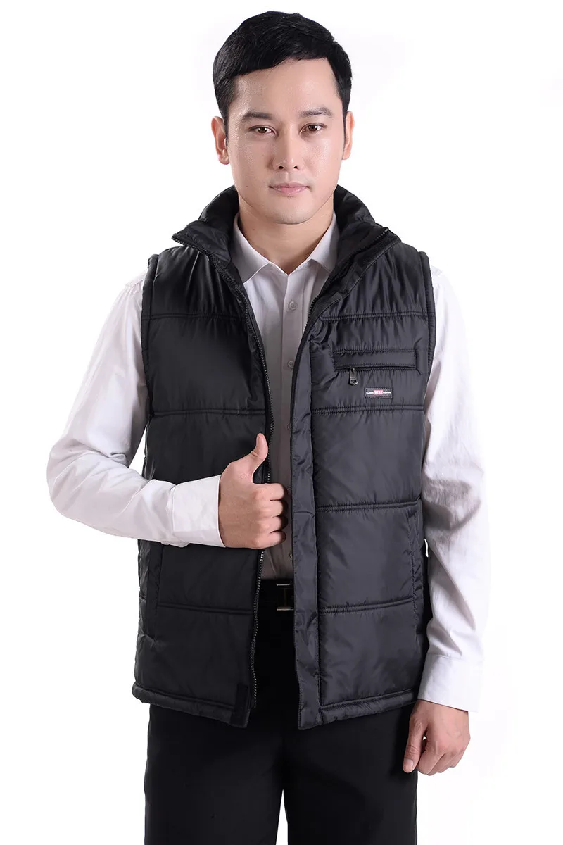 Middle-aged Men New Style Spring And Autumn Waistcoat down Feather Cotton Waistcoat Men's Stand Collar Casual Waistcoat