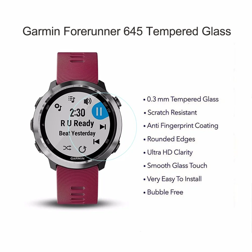 3 упаковки для Garmin Forerunner 645 прозрачная защитная пленка для экрана из закаленного стекла против царапин Смарт-часы, пленка для Garmin 645 Музыкальный Чехол