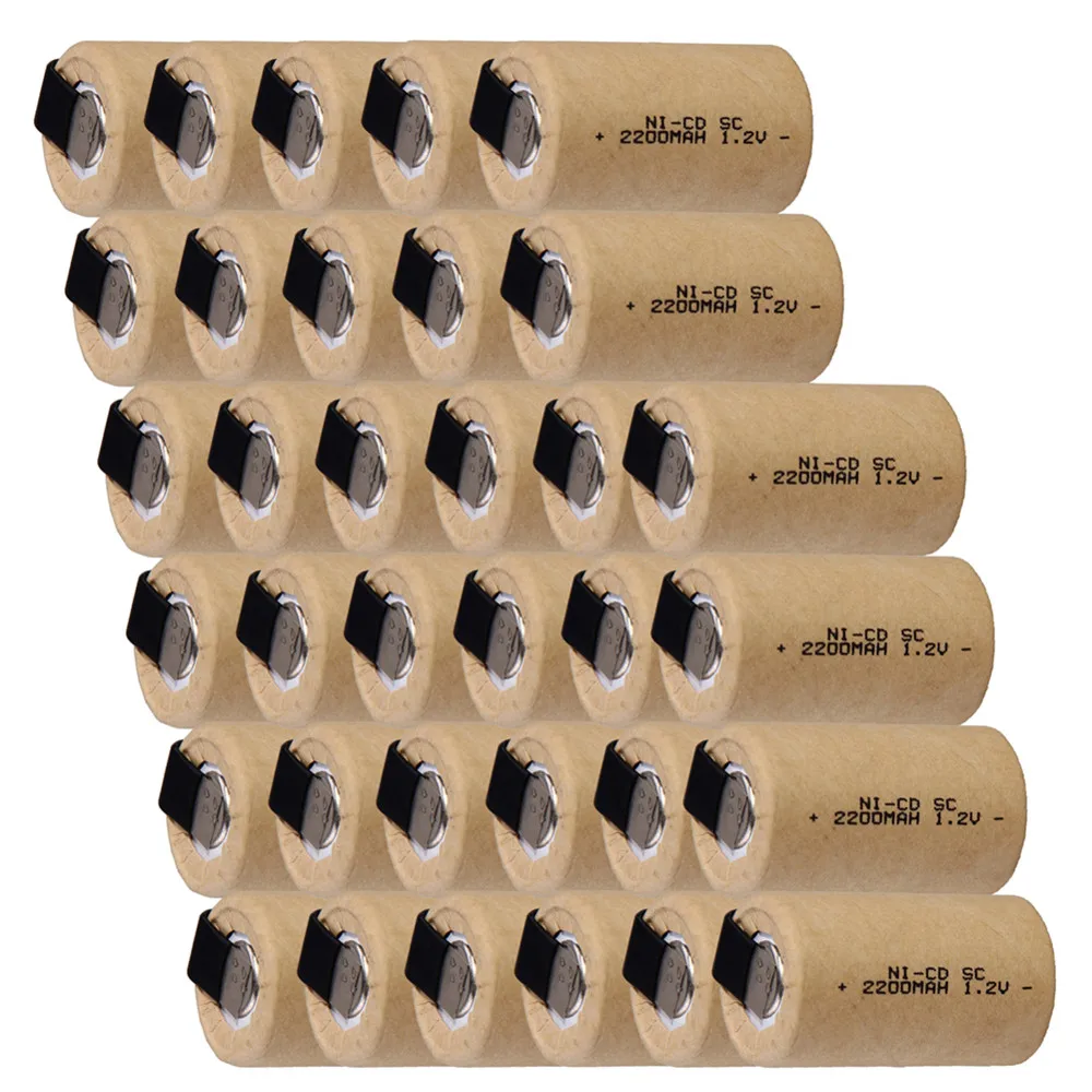 34 pieces SC batteries 2200mah 1.2v subc nicd battery for power tools for hitachi for dewalt for makita for metabo for bosch