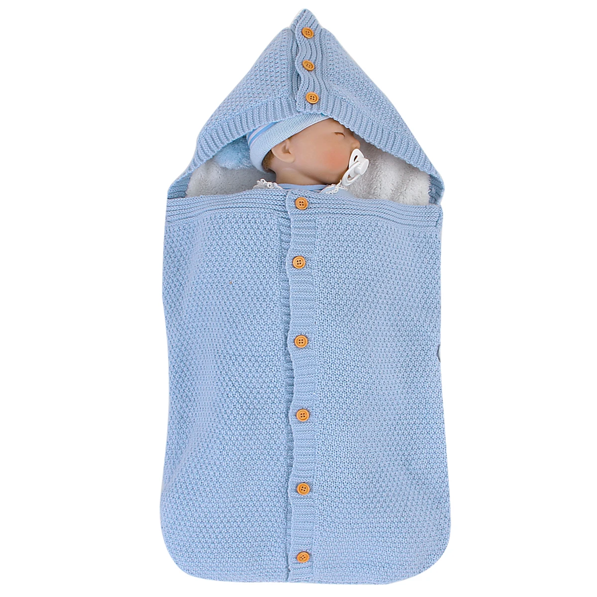 Light Blue Детский спальный мешок Конверт зимний детский спальный мешок для коляски вязаный спальный мешок для новорожденных пеленать хлопок бархат Slaapzak - Цвет: Light Blue
