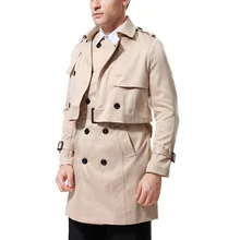 Осенняя одежда стиль мужской Модный повседневный Универсальный комплект из двух предметов средней длины двубортный Тренч Yf002