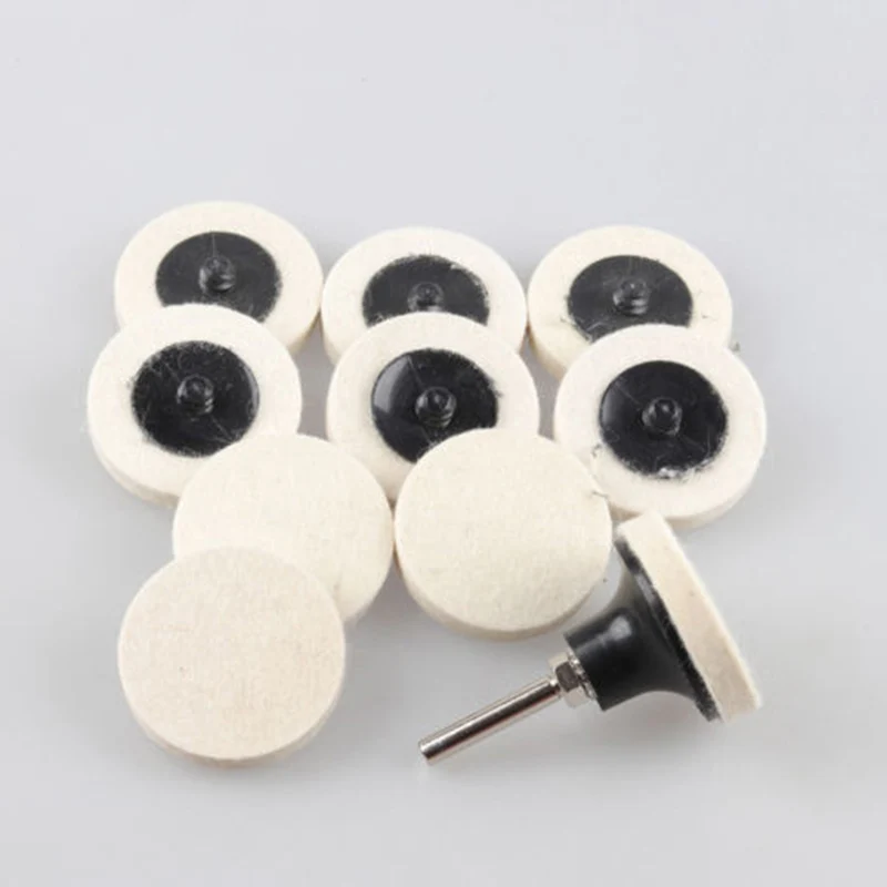 

10pcs 50mm/2 Polishing Buffing Grinding Wheel Wool Felt Polisher Disc+ 1 Holder