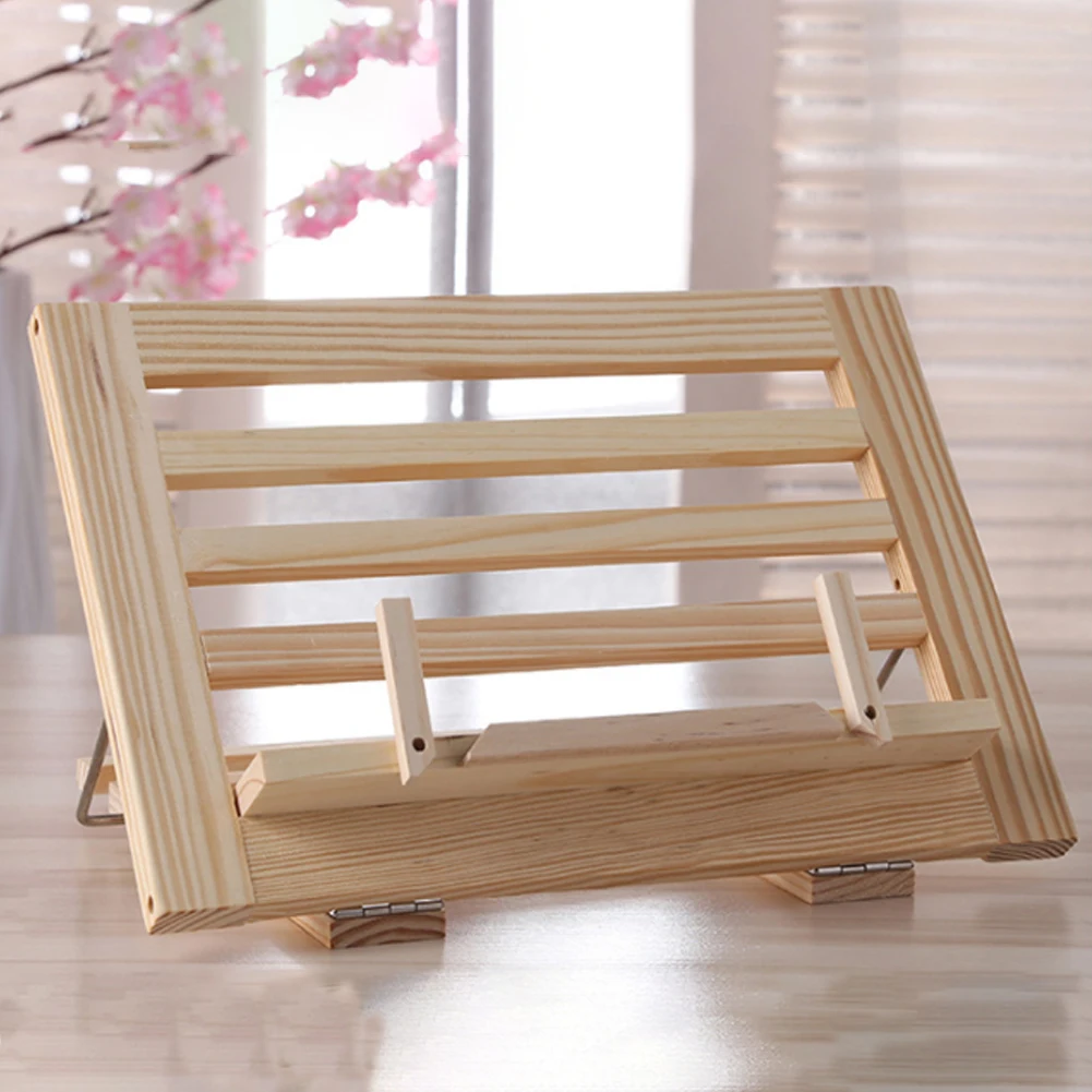 

Kitchen Non-toxic Rest Rack Adjustable Angle Lightweight Home Pages Fixed Book Holder Wooden Frame Reading Stand Cook Foldable