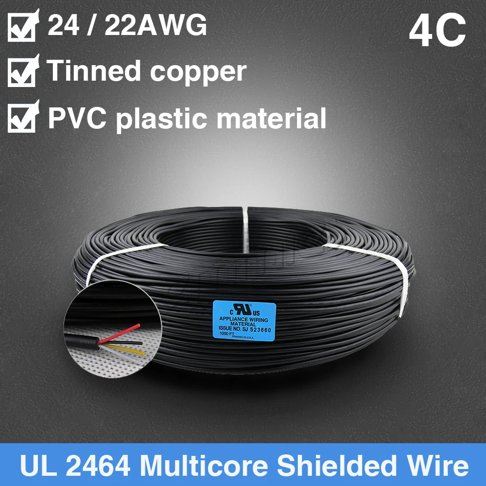 

High Temperature UL 2464 24 / 22 AWG 4C PVC Wire Insulation Flexible Electronic Cable