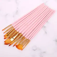 12 шт., кисти для рисования, тонкие нейлоновые волосы, Круглые, filber Angel, плоские Кисти для краски, инструменты