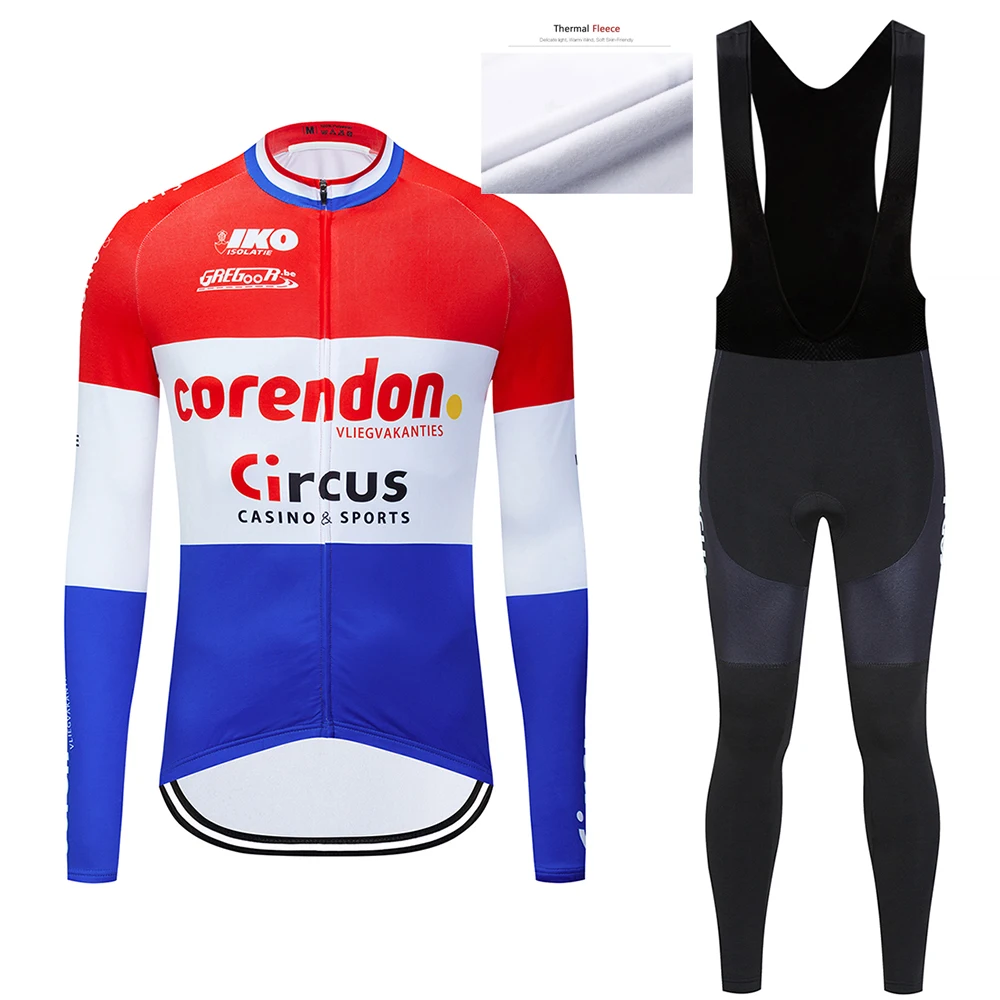 Pro Team Corendon цирк термо флис Велоспорт зимний комплект Джерси велосипед брюки набор Мужские 12D Би Велоспорт Майо Ropa Ciclismo - Цвет: Sets 5