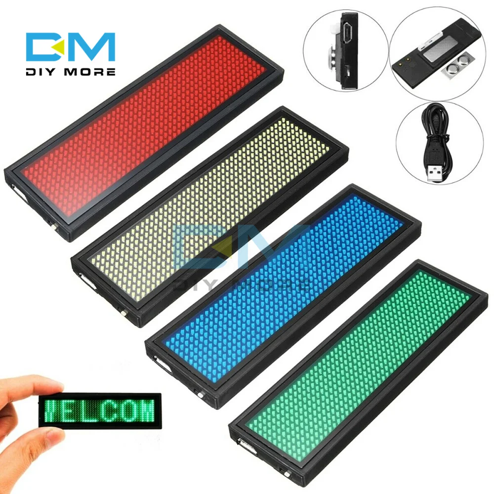 【Daily Deals】 Rechargeable Bluetooth Digital LED Badge DIY Programmable Scrolling Message Mini LED Name Tag 15 Display Languages Badge Module.