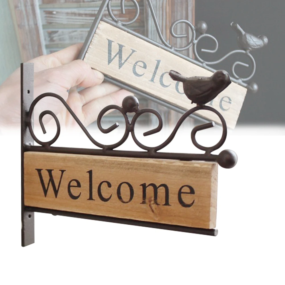 Country Gift Stable House Decoration Vintage Photography Props Modern Mini Bird Plaque Wrought Iron Pastoral Welcome Sign Wall