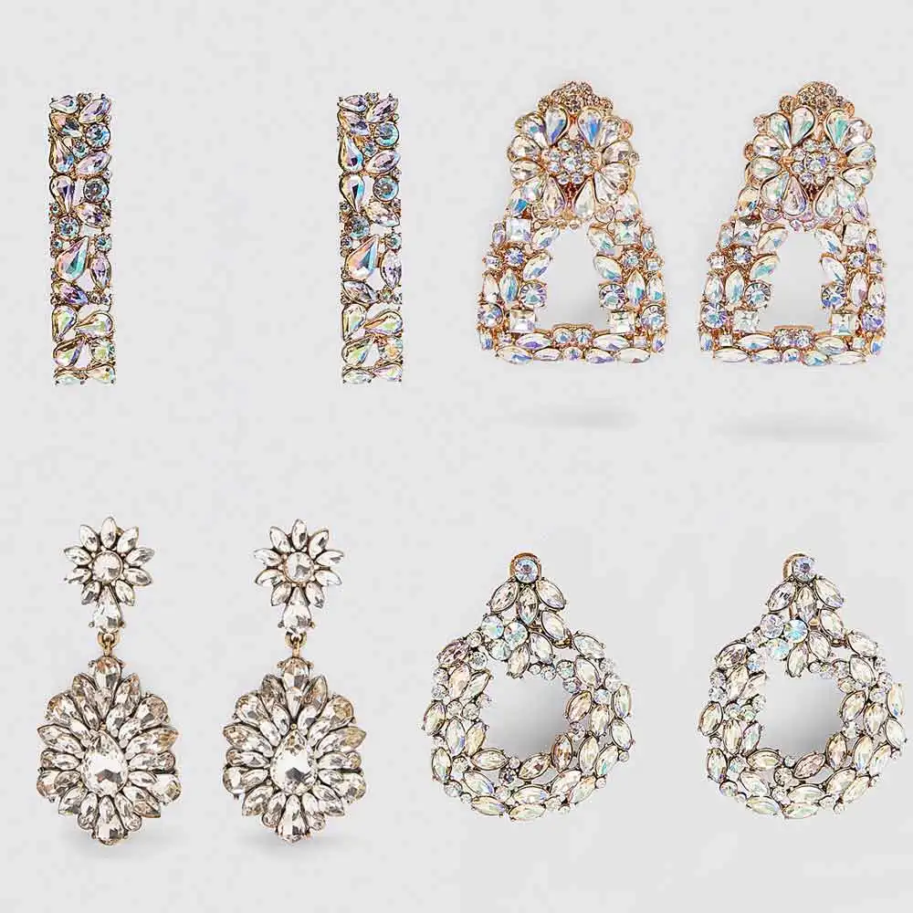 

Best lady ZA Crystal Drop Earrings For Women Wedding Newly Bohemian Girls Party Statement Earrings Accessories Halloween Gift