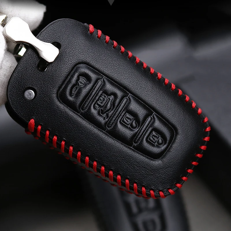 

Leather Car Keychain Shell for Kia Sorento K5 K4 K3S KX3 KX5 Hand-sewn Car Key Cover Protective Cover Decoration