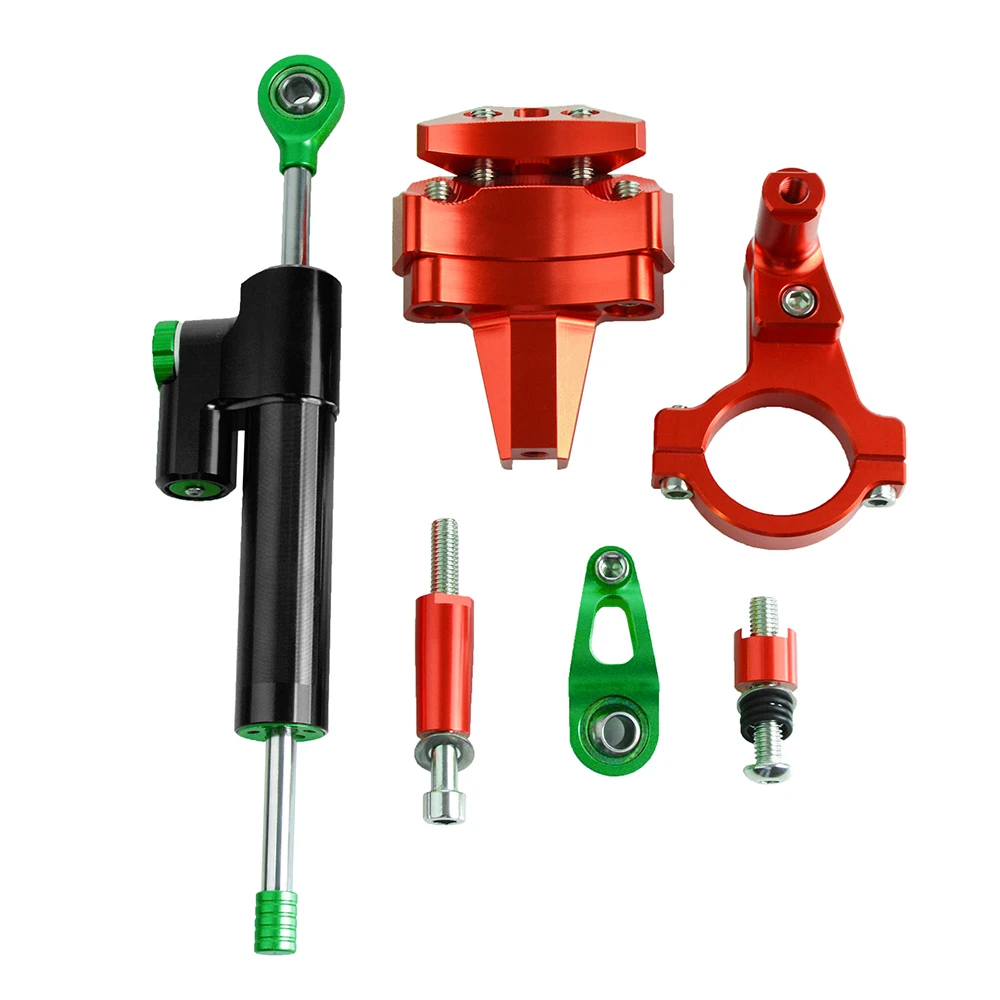 GE-BK-RD-A-NINJA400 NINJA 400 CNC мотоцикл регулируемый Полный Набор рулевой демпфер Монтажный кронштейн комплект для KAWASAKI ninja 400 - Цвет: GE-BK-RD-A-NINJA400