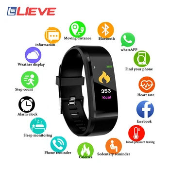 

115 Plus Smart Bracelet Wristband Blood Pressure Smart Watch With Strap Fitness Heart Rate Monitor 115Plus Tracker Smartwatch