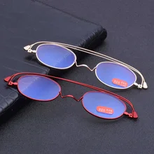 

Ultra Light Folding Reading Glasses Metal Presbyopia With Case Women Men 360 deg rotating Eyeglasses Auti blue light 1.0 1.5 2.0