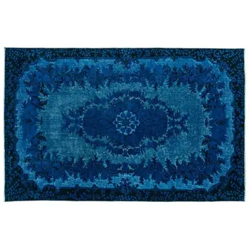 

Handmade Turquoise Vintage English Carved Area Rug 183x288 Cm-6'0''X9'5''