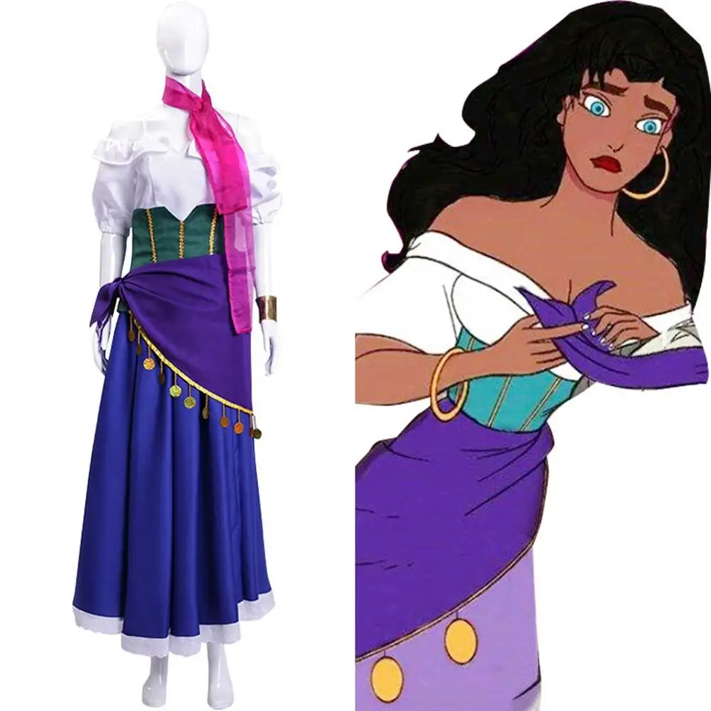 Платье для косплея Нотр-Дам Esmeralda платье женщин карнавальное на Хэллоуин девочек