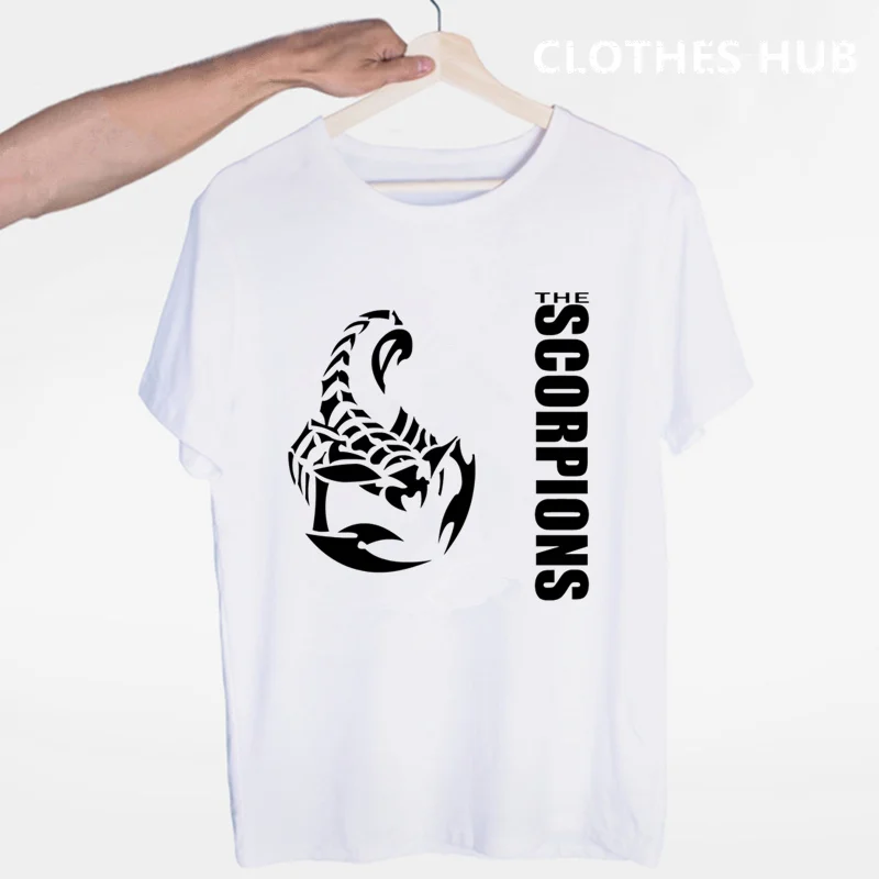  Men Printing Scorpions Rock T-shirt Summer Casual O-Neck Short Sleeve Metal Rock Band Tshirt