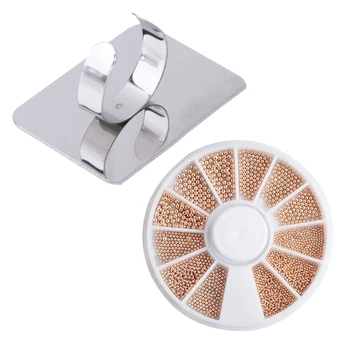 

1 Pcs Palette Adjustable Ring Mixing Makeup & 300 Pcs 5Mm Nail Art Sticker Tip Glitter Manicure Studs Nail Tips